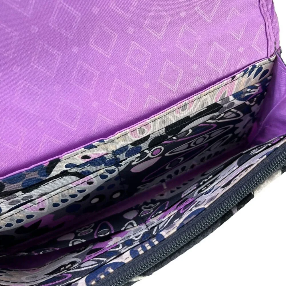 Vera Bradley Navy Purple Womens Quilted Floral Wallet Wristlet Coin Purse Bag - Picture 16 of 16